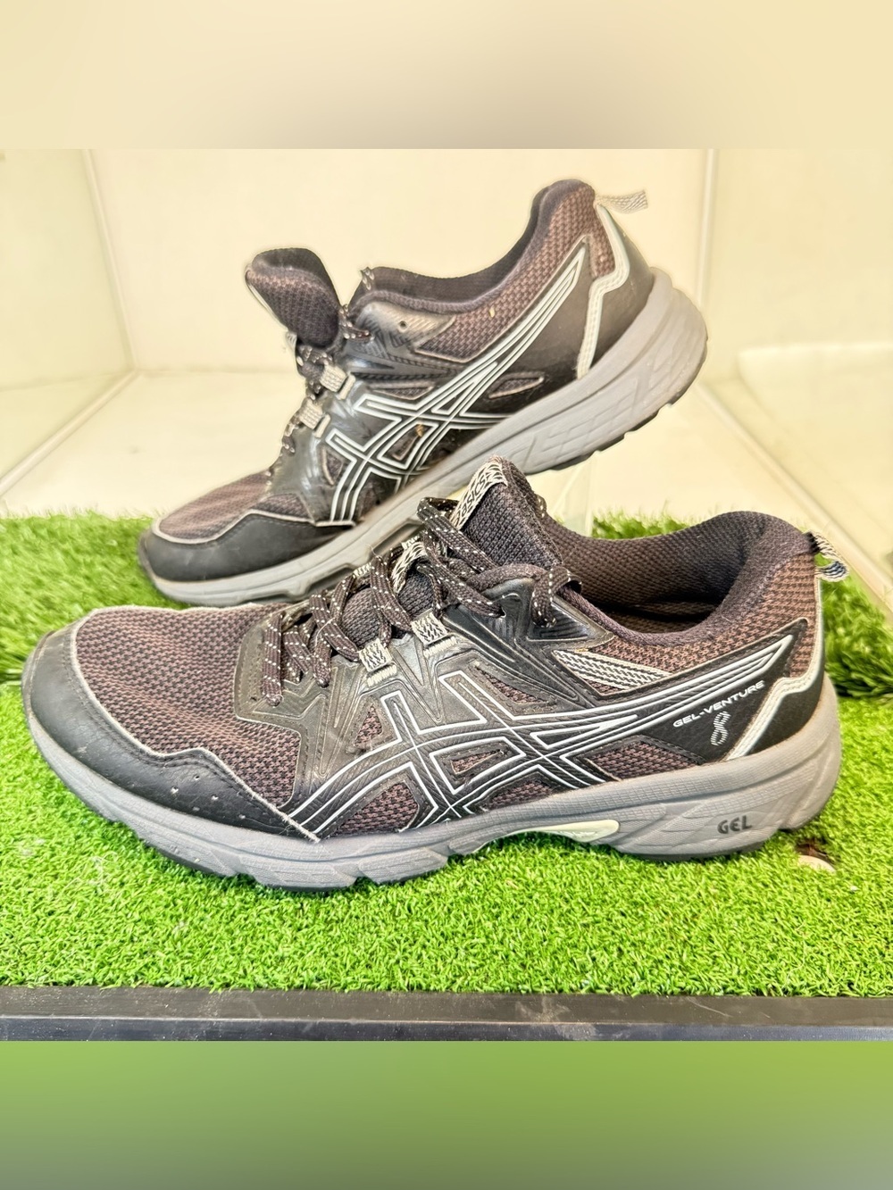 ASICS Gel-Venture Men's Running Shoes Black Gray Breathable Mesh Synthetic
